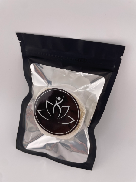Beutimi Sticky Dots For Lotus Bouquet Flower Cup displayed in clear packaging with black lotus logo on dark pouch