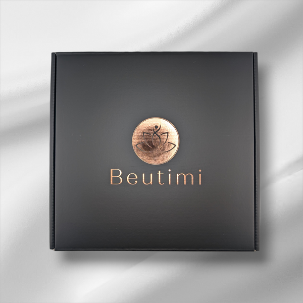 Beutimi Pro Kit black square packaging with copper circular logo and gold text displayed from above